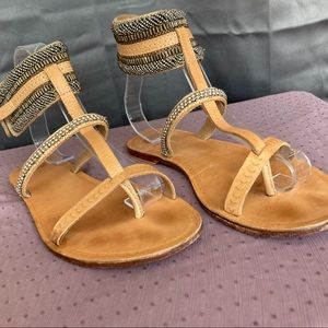 Anthropology Jasper and Jeera beaded leather sandals